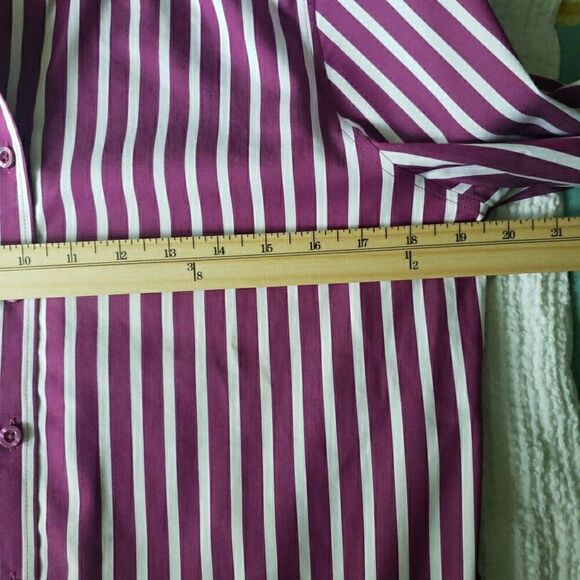 Chico's Women Striped Long Sleeve Button-Up Shirt Multicolor Size 0 US S - Picture 9 of 9